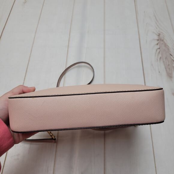 Michael Kors small jet set pink saffiano leather gold chain crossbody bag purse - Picture 7 of 15